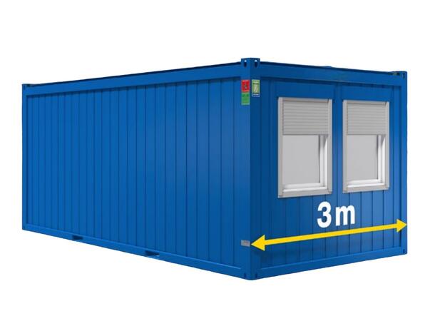 ÅPEN MODUL  - 20 FOT, DØR, 2 VINDU XL Isolert Ral 5010 Blå. Container